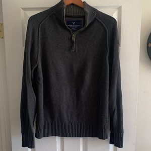 American Eagle Outfitters Men's Charcoal Zip-Up Sweater